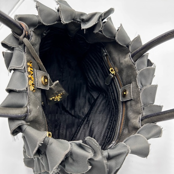 PRADA Tessuto Nylon Ruffle Tote Grey - Picture 10 of 13